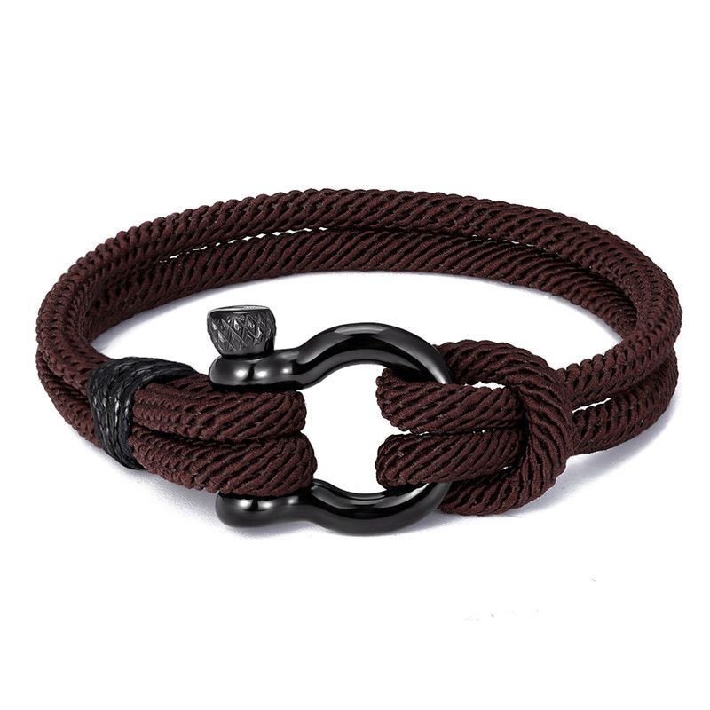 Herren-Armband aus gewebtem Titan mit Hufeisenschnalle aus Edelstahl_voghion.com