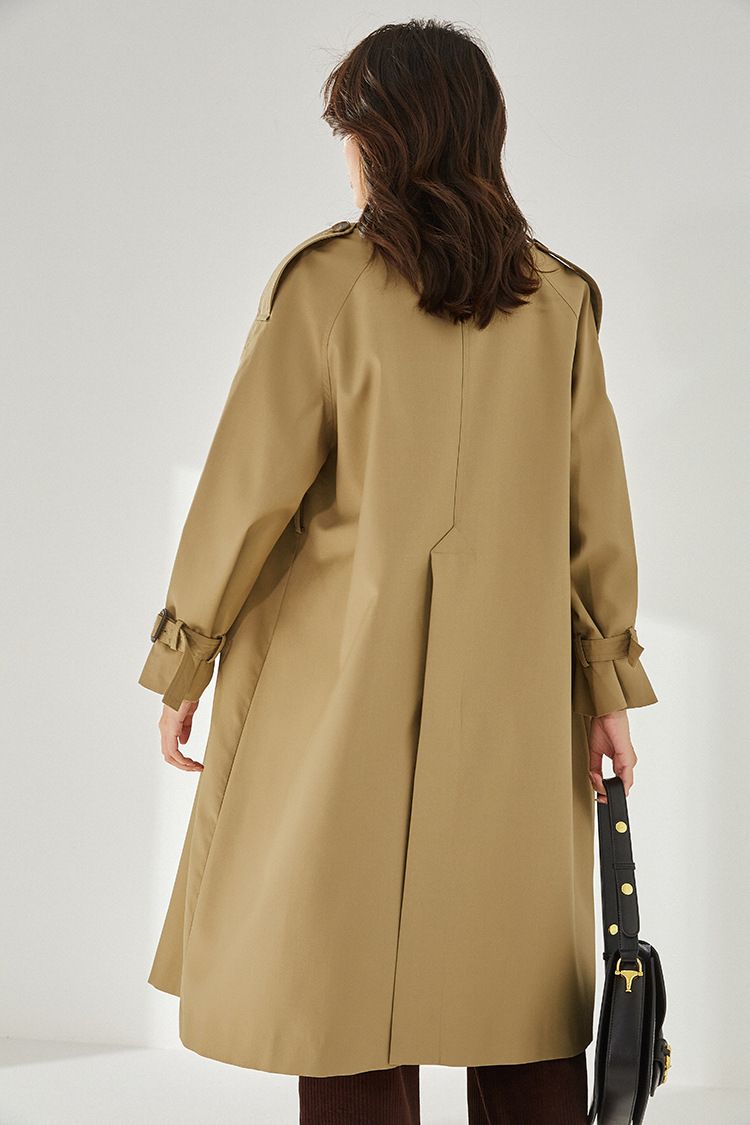 Shenghong 25 Spring New Elegant Chic Classic Commuter Slimming Daily Casual Mid-Length Trench Coat 13301_voghion.com