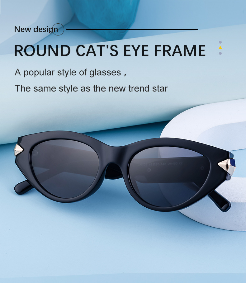 Foto di strada alla moda cat's eye, occhiali da sole resistenti ai raggi UV, occhiali da sole femminili_voghion.com