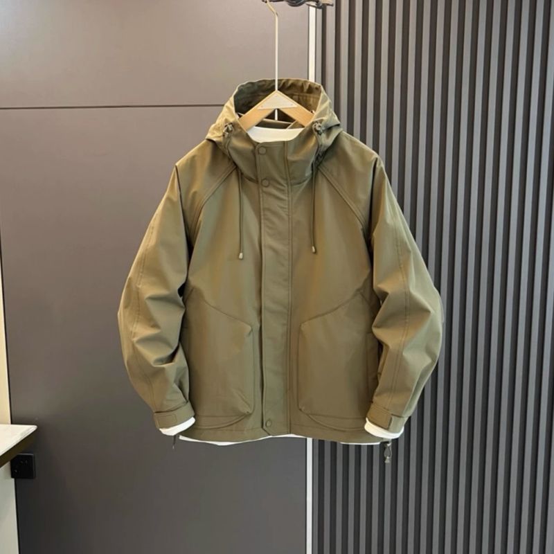 Giacca primaverile e autunnale, Stormtrooper da uomo, antivento, con cappuccio tinta unita, nuovo stile alla moda, abbigliamento casual e ampio da lavoro, trendy_voghion.com