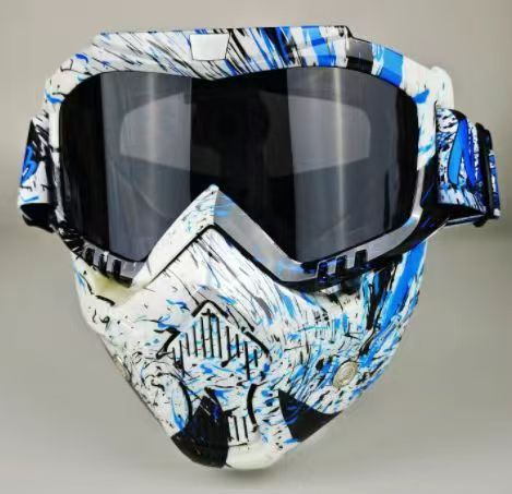 Harley Riding Water Transfer Pattern Halloween Skull Mask Detachable Windproof Sand Helmet_voghion.com