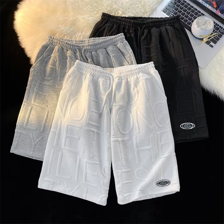 Herenkleding Zomerpak voor heren, trendy en veelzijdig, effen kleur, casual T-shirt met korte mouwen, wafeltop_voghion.com