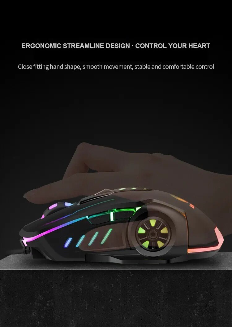 Przewodowa mysz mechaniczna do gier USB Luminous Light Regulowana optyczna mysz dla graczy do gier komputerowych_voghion.com