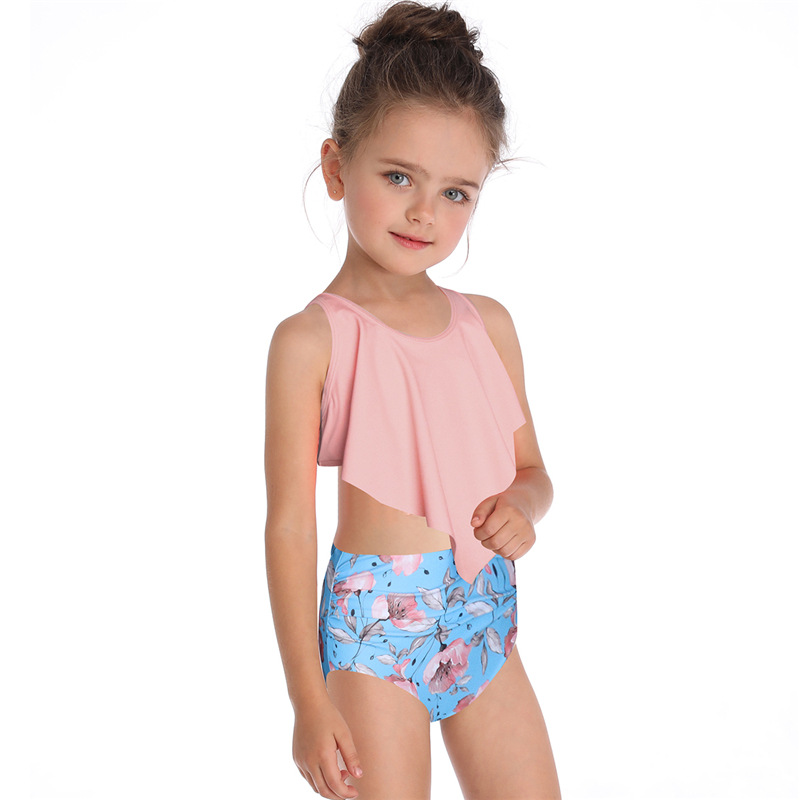 Maillot de bain familial, maillot de bain pour enfants, double bord volant, pour filles_voghion.com