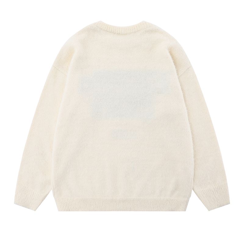 Men's Clothing Men's Letter Crewneck Casual Sweater Street Trend Loose Long-sleeved Pullover Sweater Base Line_voghion.com