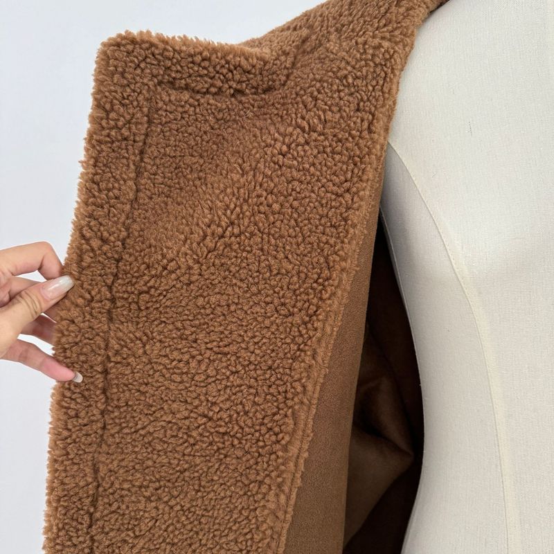 Damenbekleidung Mantel Teddyfell Profil Alpakawolle Winter Lang Klassisch Profilmantel_voghion.com