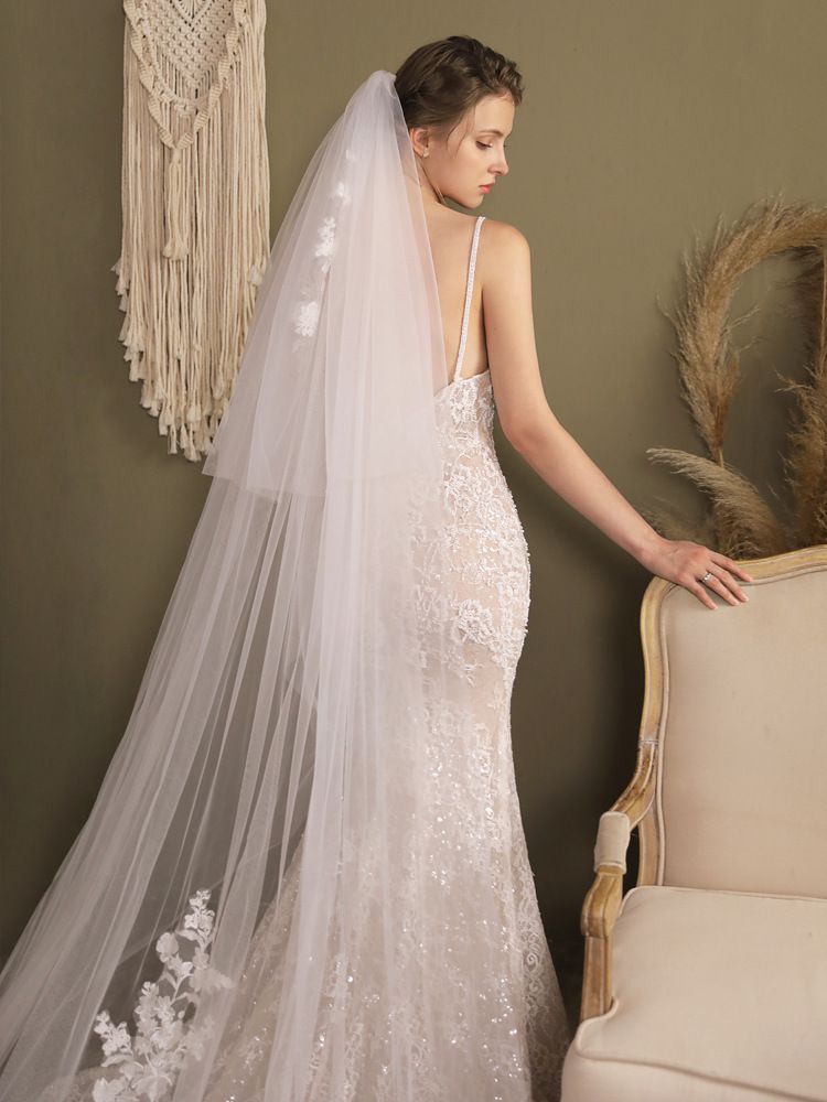 Unisex Squisito grande pizzo velo da sposa in pizzo Chiesa matrimonio strascico viaggio pattie copricapo_voghion.com