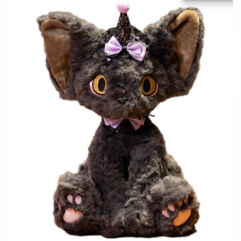 Cat 30cm Black Adorable Plush Toy With Stylish Tie Design Perfect Halloween Gifts For_voghion.com