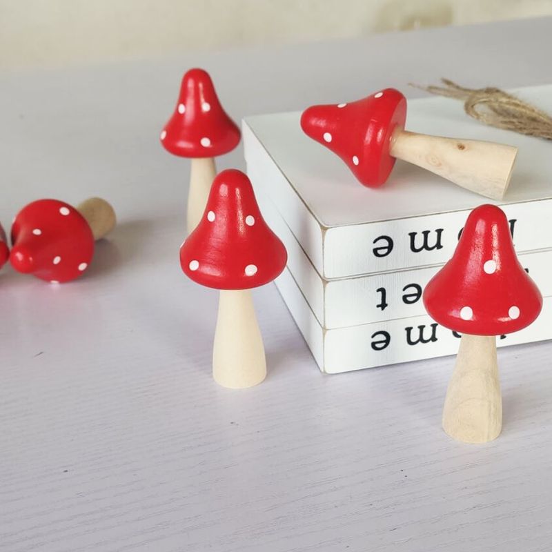 Pastoral style lotus Wood big mushroom succulent plant ornaments Moss micro decorations DIY home ornaments_voghion.com