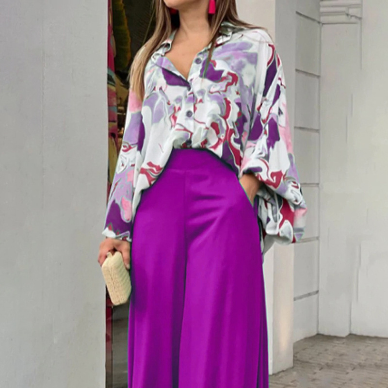 Camicie stampate popolari Pantaloni stile INS Abiti casual alla moda_voghion.com