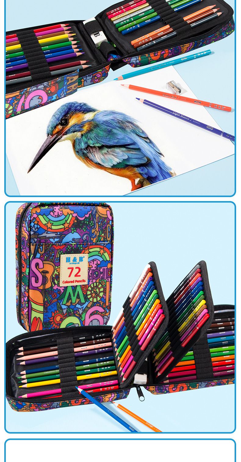 72/120 Colors Oil-Based Colored Pencils Set For Professional Drawing, Sketching & Art Supplies - HB Hardness, Premium Wooden Case_voghion.com