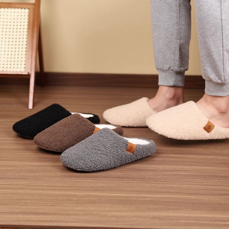 Indoor Soft-soled Fluffy Slippers Winter Home Use Piled Warm Couple Cotton Slippers Non-slip Cotton Shoes_voghion.com