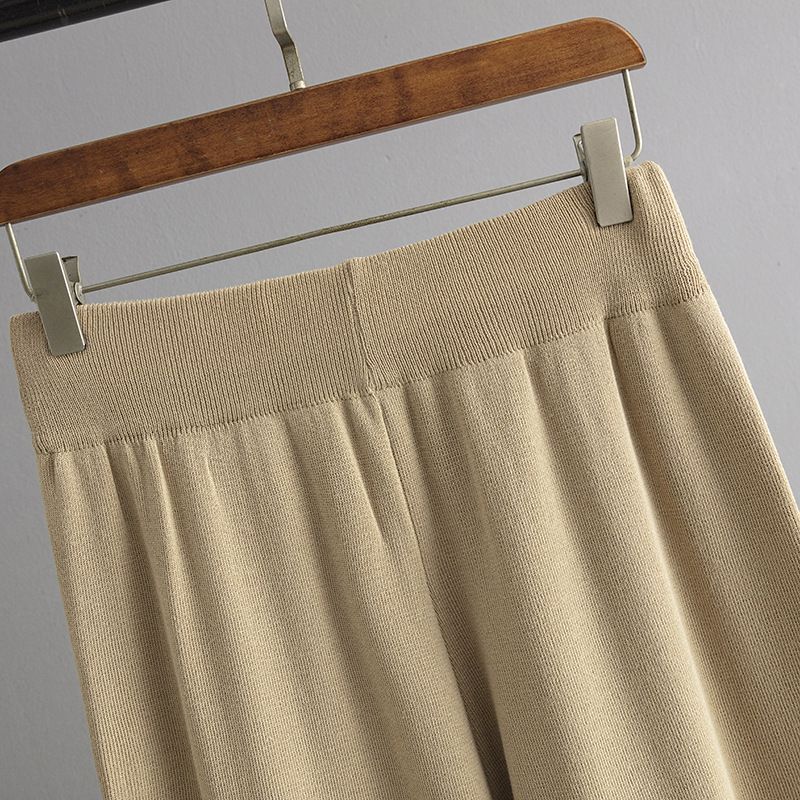 Women's Clothing contrast striped fashion suit new casual loose knitted wide leg pants two piece suit_voghion.com