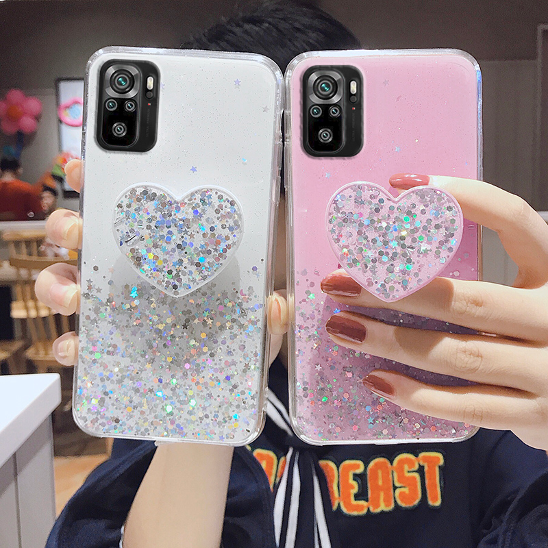 Til Xiaomi Redmi Note 10 9 8 7 11 Pro Plus 10S 9S Etui Glitter Cover Xiaomi Poco F3 X3 NFC M3 M4 Pro Mi 11T Hjerteholder_voghion.com