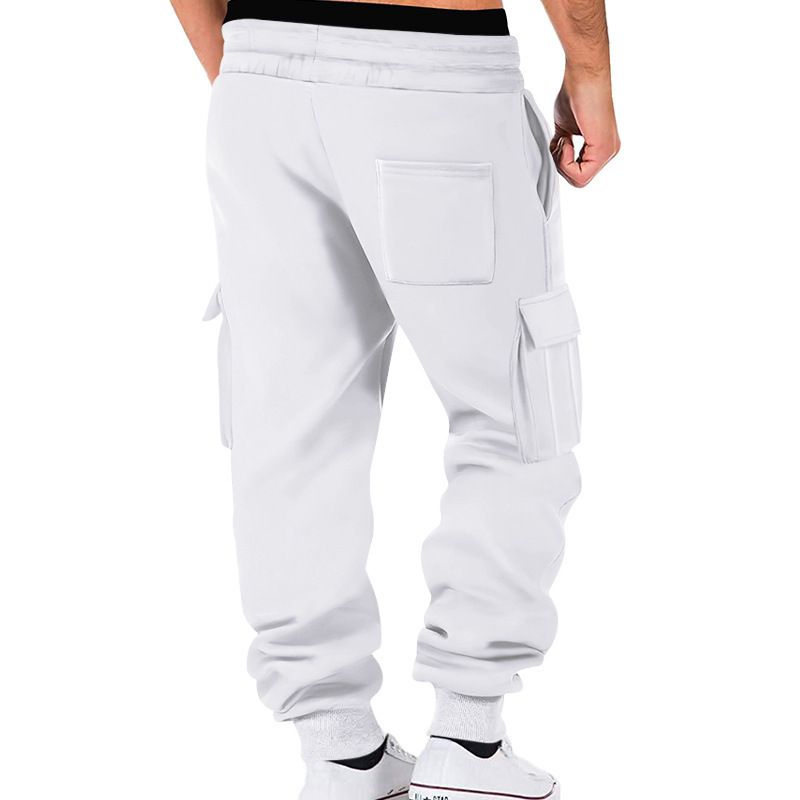 Pantalon cargo en polaire pour homme – Pantalon de jogging chaud pour l'hiver avec cordon de serrage à la taille et poches multiples (10 couleurs, S-XXXL)_voghion.com