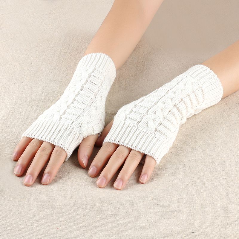 Men's Gloves Winter fingerless gloves women's computer short gloves warm and long gloves Japanese and Korean popular half finger wool flat gloves_voghion.com