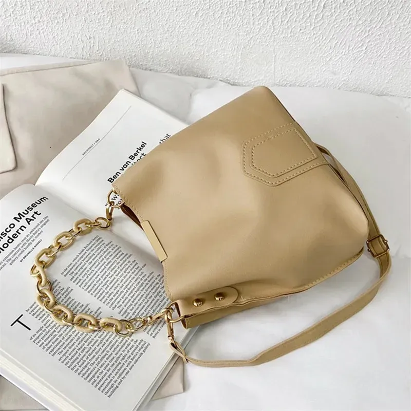 Borsa a tracolla da donna alla moda, completamente abbinata, con tracolla portatile e secchiello, stile coreano, 250314l_voghion.com