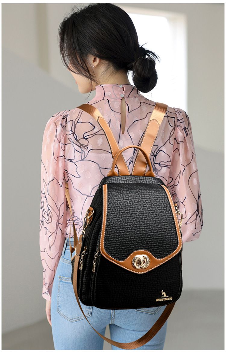 2024 New Fashionable Women's Bag, Small Texture Backpack, Female Buckle, Versatile, Single Shoulder_voghion.com