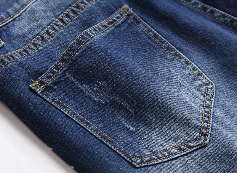 Man's clothing Personality Lightning tear hole 3D digital print fashion jeans_voghion.com