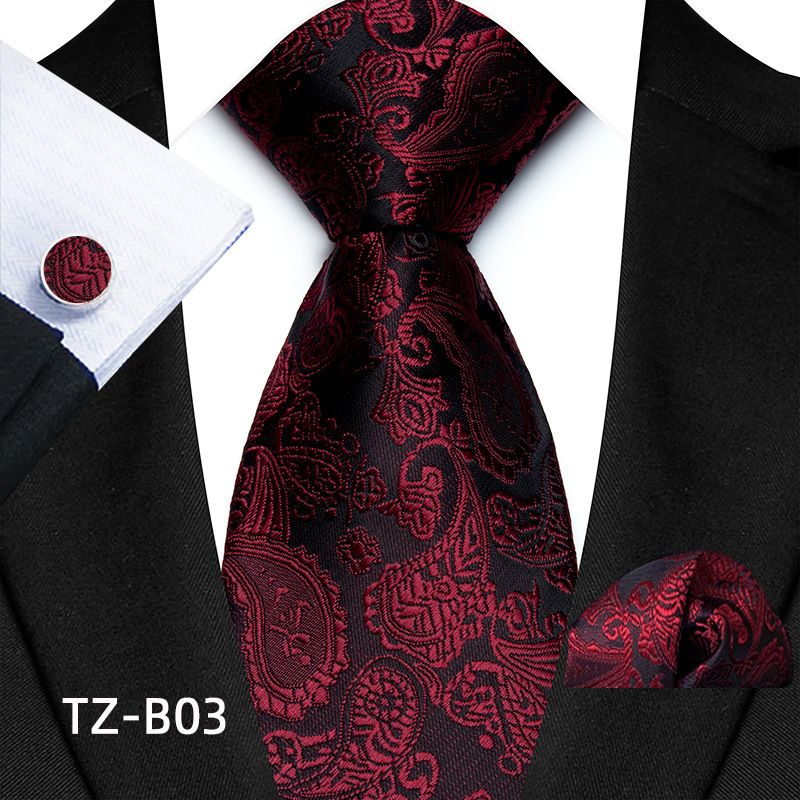 Set de costum de nuntă bărbătesc cu model paisley, cravată și batistă de buzunar, cu manșete_voghion.com
