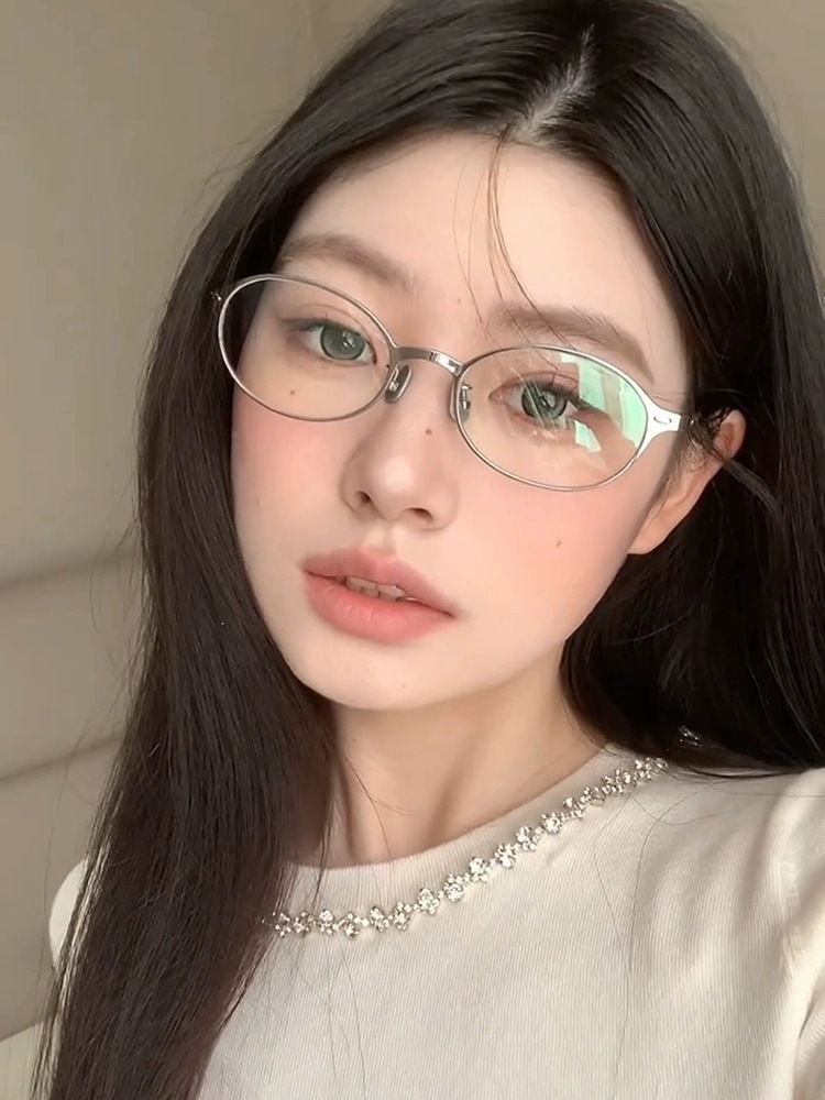 2025 New Metal Oval Frame Women's Eyeglasses, Advanced Smart Flat Lens With Adjustable Degree For Myopia And Slimming._voghion.com