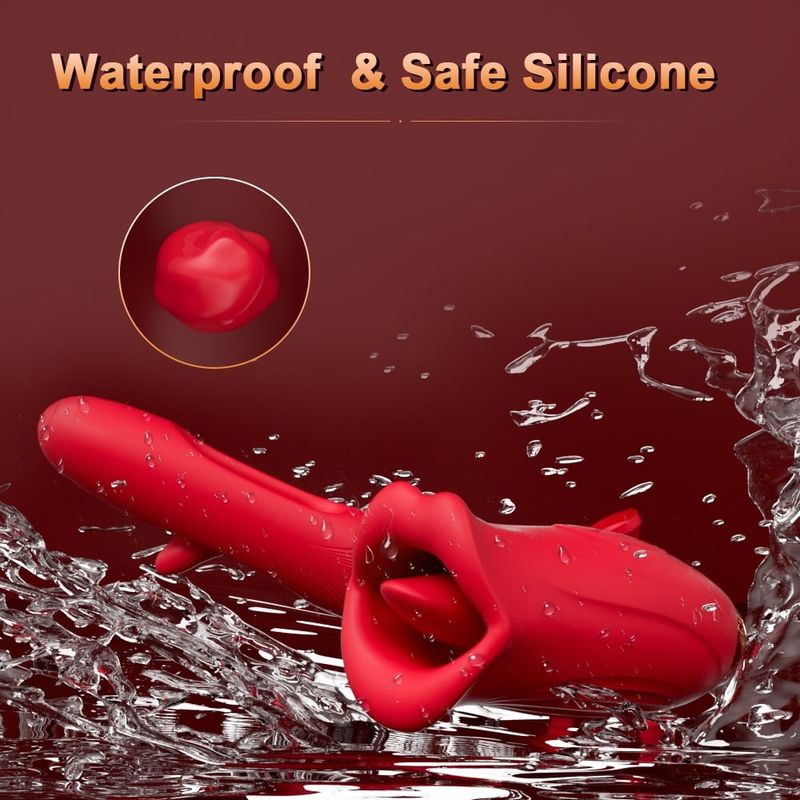 Vibratore giocattolo telescopico a spinta, dildo succhiante, lingua femminile, lecca il punto G_voghion.com