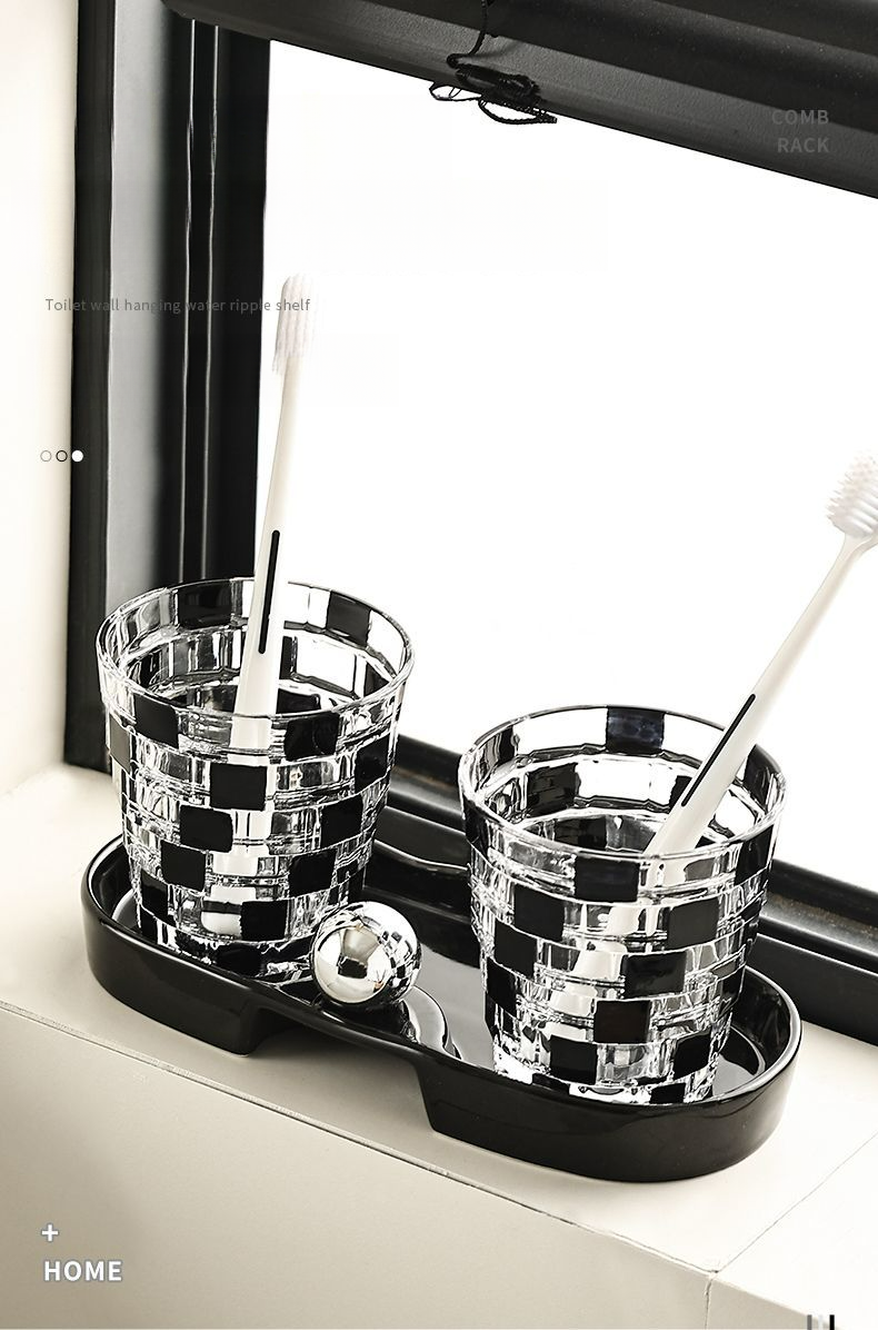 Set da bagno in vetro vintage ACZT Kähler - Portaspazzolino e vassoio in ceramica_voghion.com