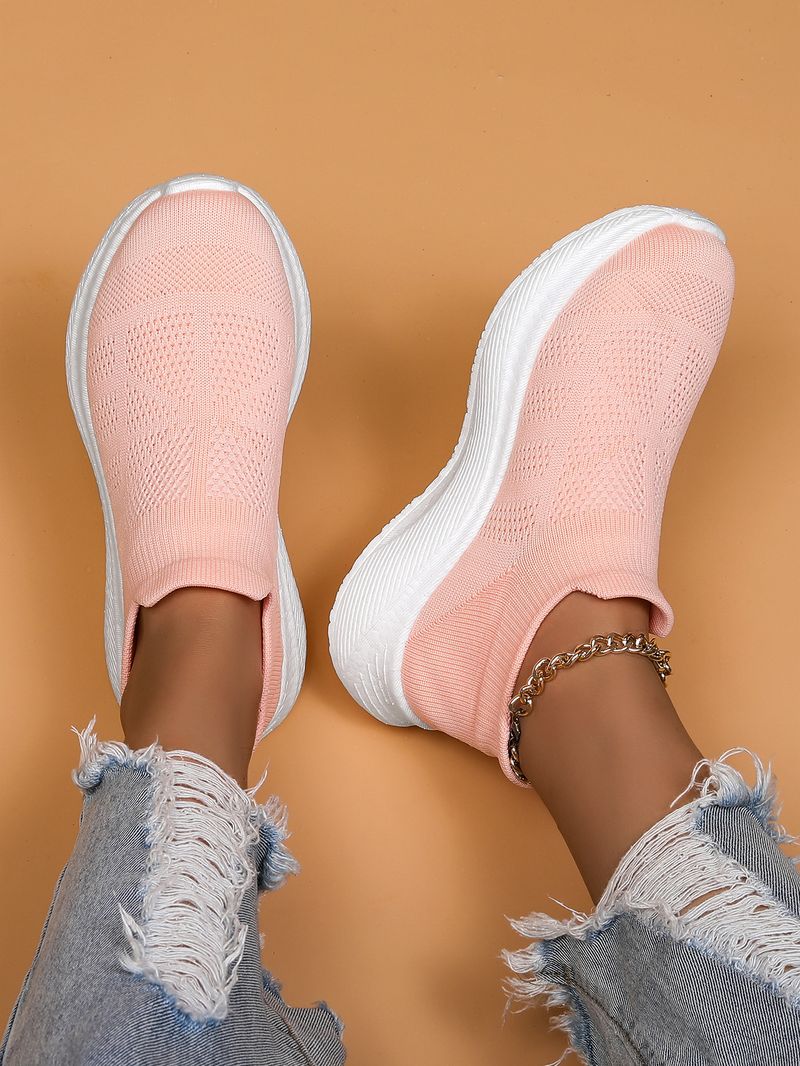 Plus Size Women's Breathable Sock Sneakers Slip-On Lazy Shoes_voghion.com