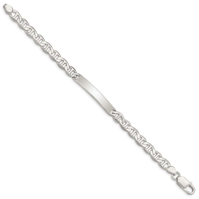 Sterling Silver Engraveable Anchor Link ID Bracelet_voghion.com