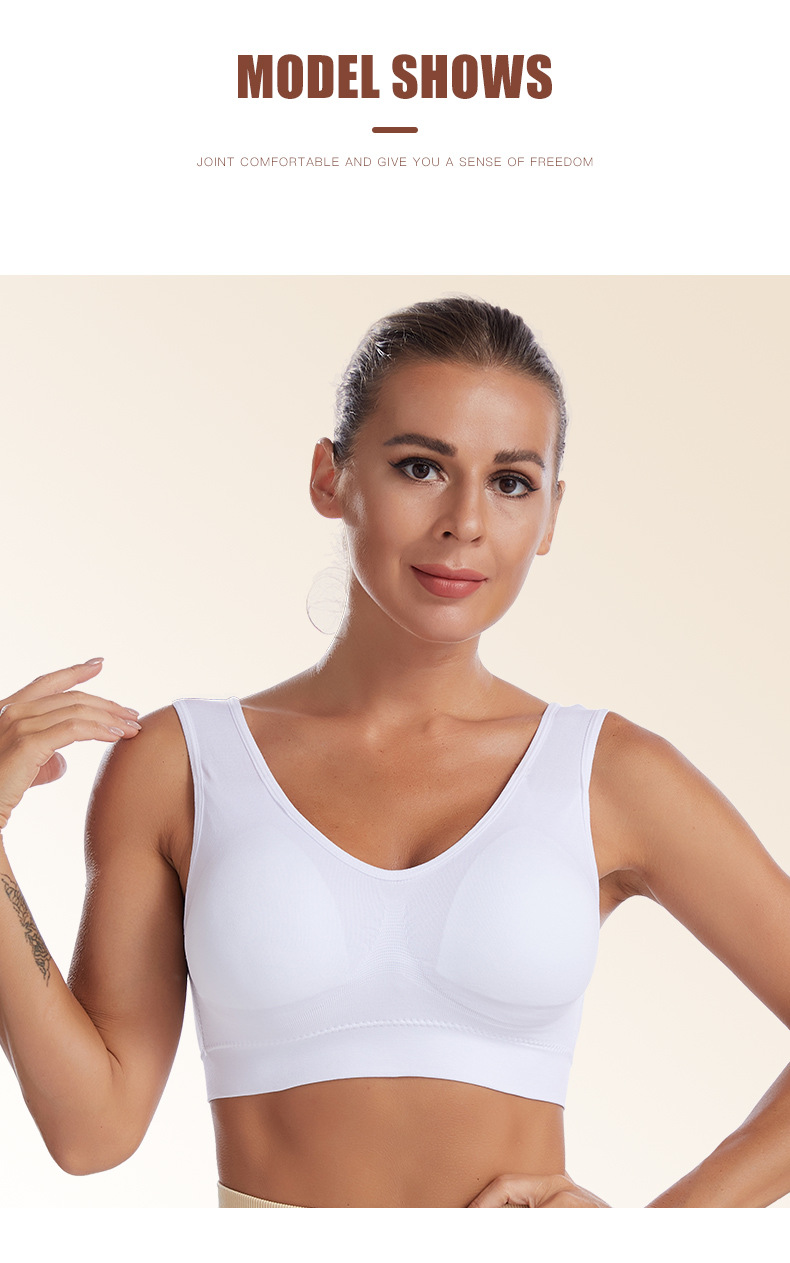 Damen Sport BH ohne Bügel Push Up Weste Style Schöner Rücken Unterwäsche Große Größe mit Einsätzen Running Fitness Yoga BH_voghion.com