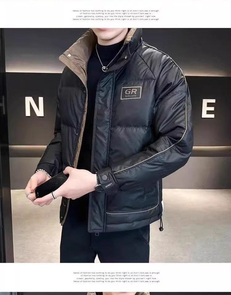 Neue einfarbige Jacke für Männer mit einem Gefühl luxuriöser Freizeitmode. Daunenjacke für Männer, dick und trendig_voghion.com