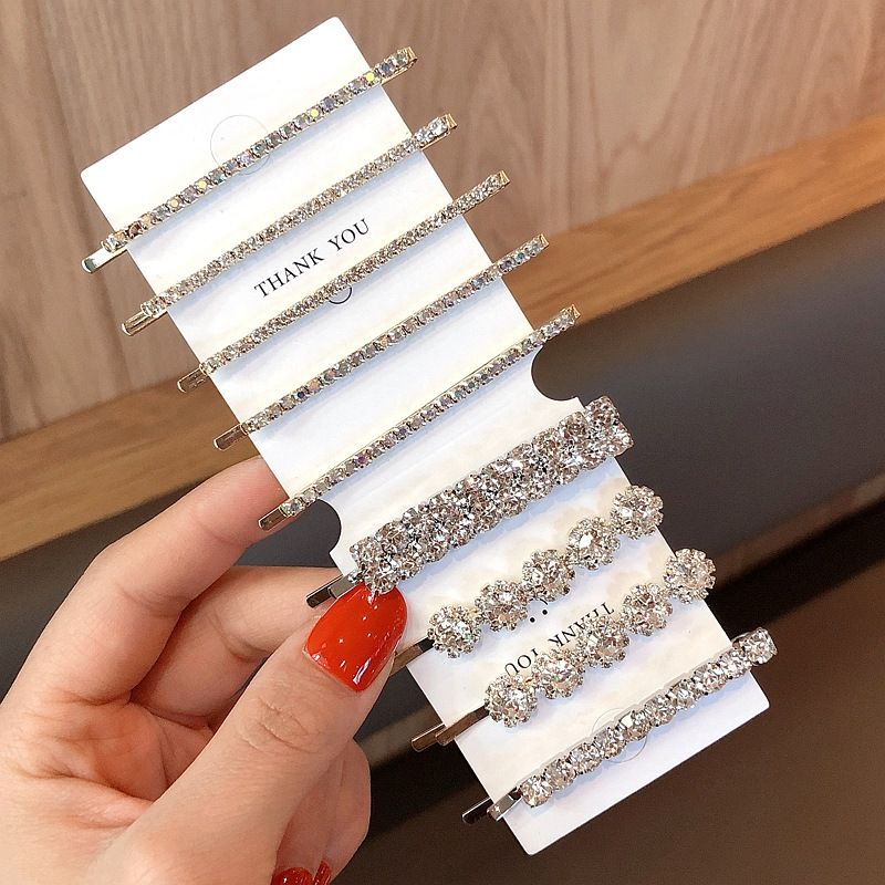 Versione coreana della clip di Jennie con uno stile semplice ed elegante per le donne, con frangia per capelli con strass e clip per bordi da ragazza_voghion.com