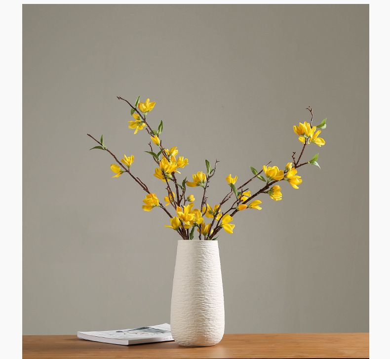 Jarrones de cerámica blanca con adornos de flores secas, modernos, sencillos y literarios, para sala de estar, decoración creativa para el hogar._voghion.com