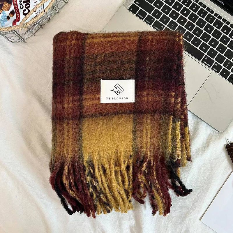 2024 Neuer Mirad Premium-Schal mit Karomuster für Damen im Winter, koreanische Ausgabe, doppelt verwendbar, dicker, warmer Schal_voghion.com