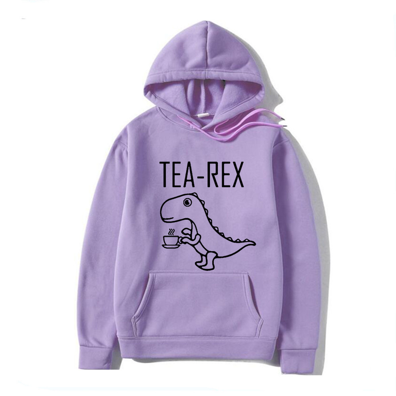 Nuovo simpatico dinosauro che beve caffè Maglioni da uomo e da donna con cappuccio di tendenza di strada_voghion.com