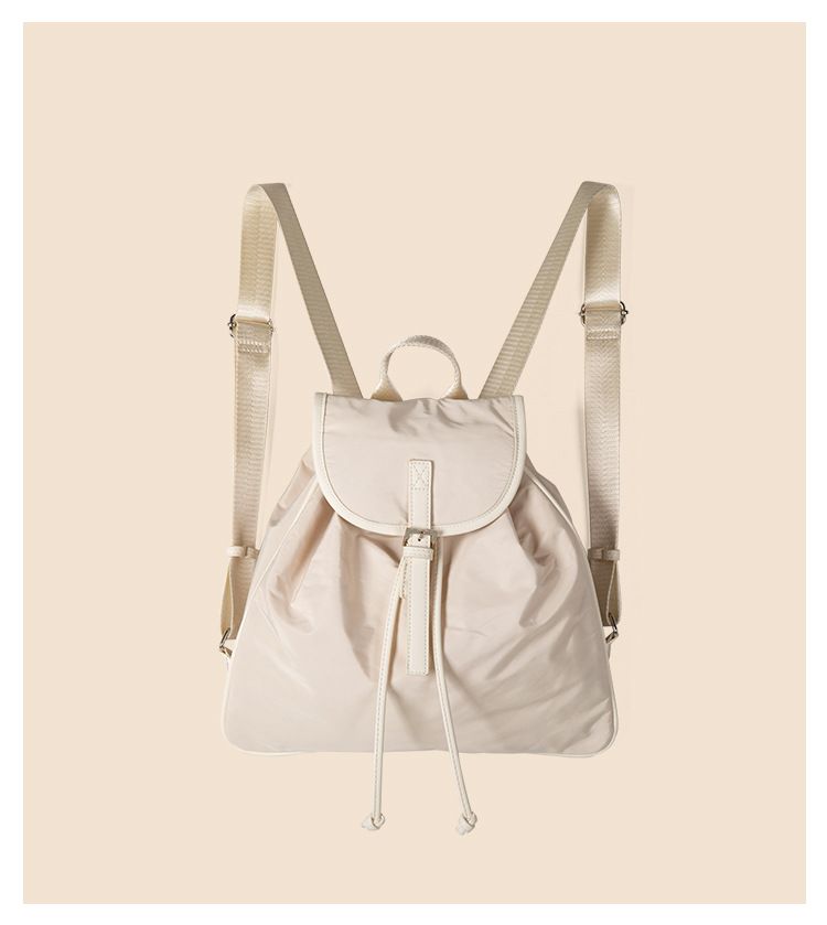 College style black drawstring college student casual nylon large capacity new backpack simple women's high-end_voghion.com
