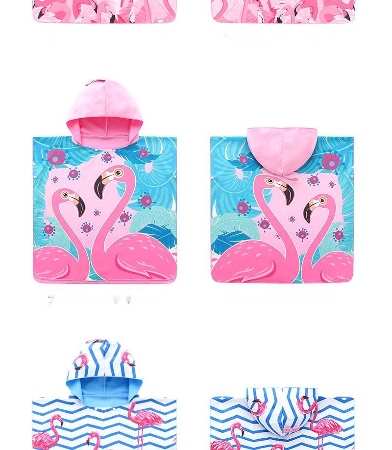 Beach Towel For Children, Wearable Hooded Printed Cape Bath Towel, Double-Sided Fleece, Ultra Soft Ocean_voghion.com