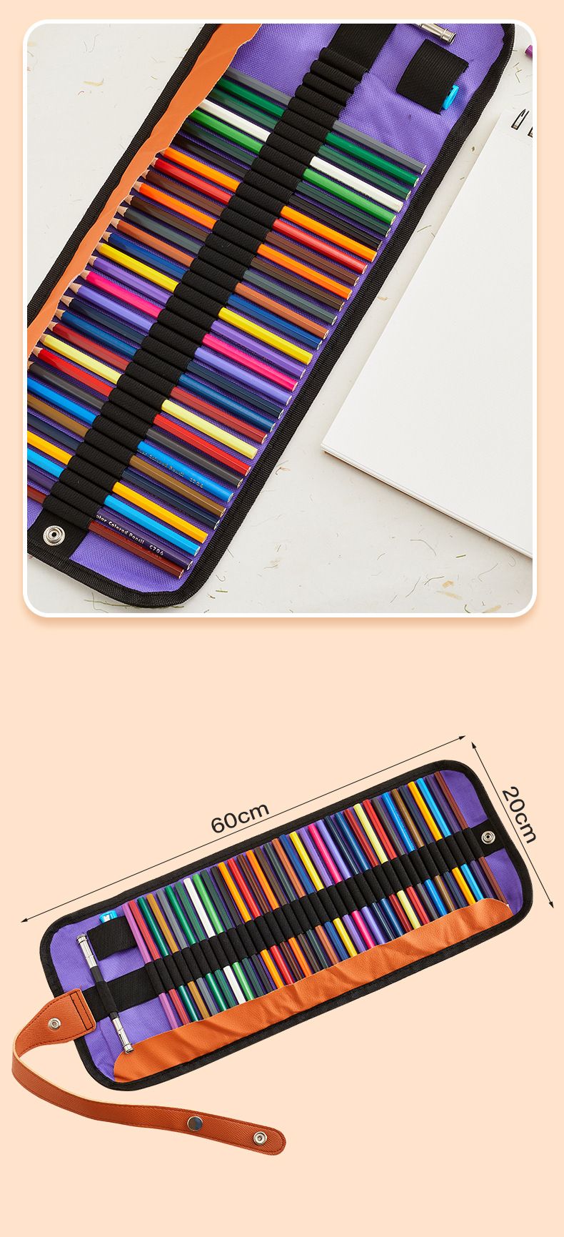 Conjunto de lápis de madeira com 50 cores e estojo dobrável - Lápis de cor vibrantes à base de óleo para artistas e estudantes, inclui apontador e extensor_voghion.com