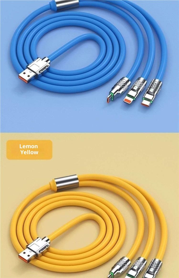 Câble de charge Digitex Bold 240W Flash Data 3-en-1 compatible avec les téléphones portables Huawei, VIVO, Xiaomi et OPPO (6 A)_voghion.com