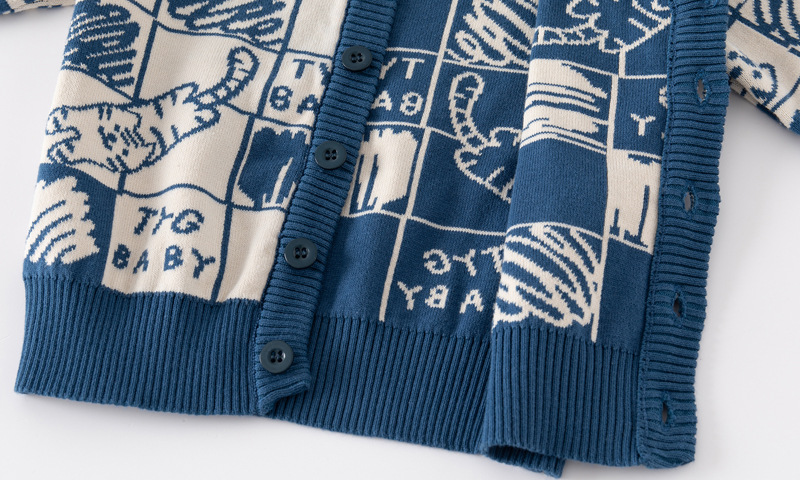 2024 Autumn New Children's Clothing Boys' Double layer Cotton Knitted Coat Baby Cartoon Cat Sweater Cardigan_voghion.com