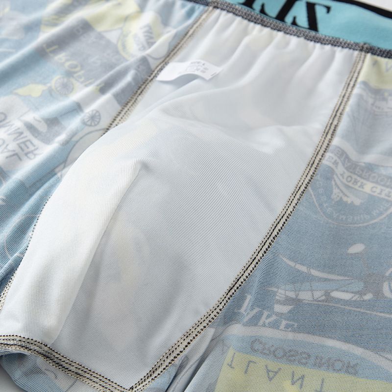 Overseas Men's Printed Cartoon Long Trendy Shorts Plus Size Youth Mid-Waist Boxer Briefs_voghion.com
