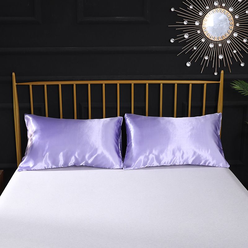 Pure color satin summer ice silk bed sheet pillowcase silk four piece set_voghion.com