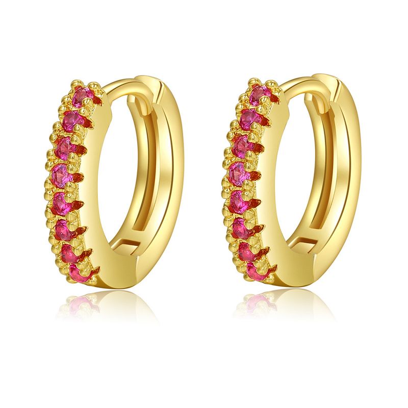 Popular Color Zircon Ear Buckle Micro-inlaid Geometric Ear Ring Temperament Simple Personality Earrings_voghion.com