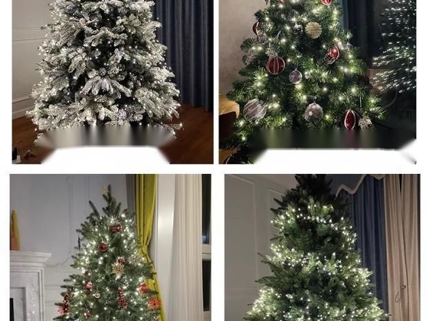 Árvore de Natal com controle remoto, 100m de fio de cobre com luzes LED verdes, céu estrelado._voghion.com