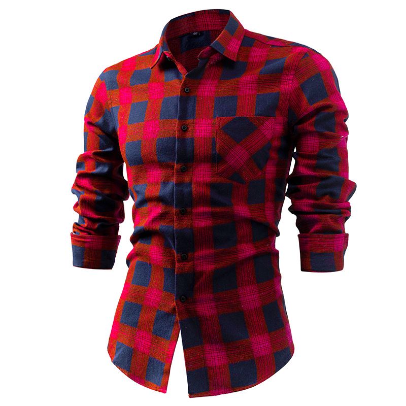 Men's Flannel Shirt – Soft Brushed Cotton Long Sleeve Plaid Shirt (38-44, Anti-Wrinkle & Breathable, Streetwear Essential For Layering)_voghion.com