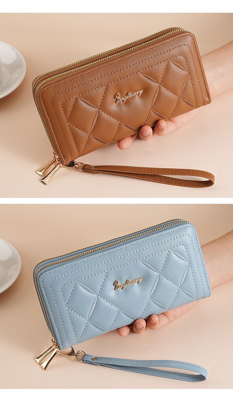 Women's Long Wallet Rhombus Clutch Multifunctional Mobile Phone Change Bag Wallet_voghion.com