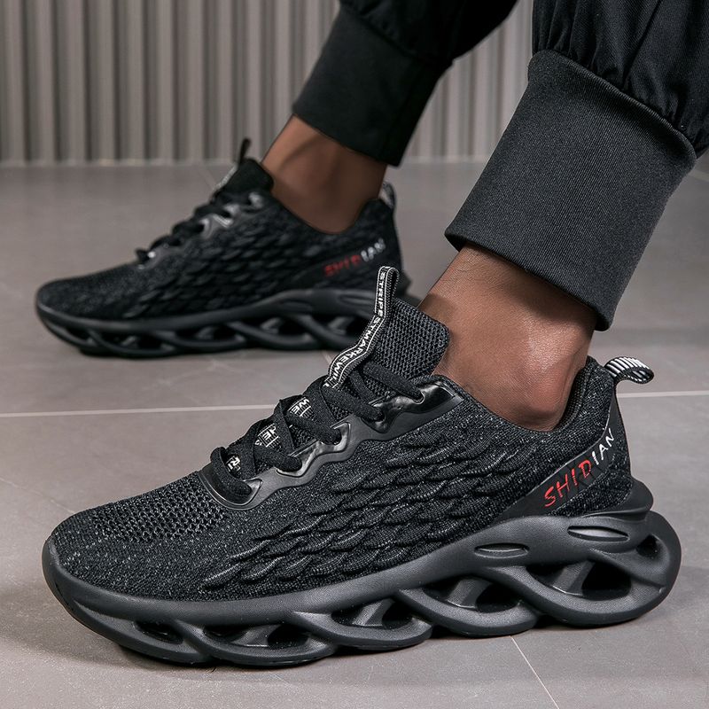 Hot Fried Dough Twists soled sports fish scale flying woven running shoes, men's high-quality Jinjiang shoes_voghion.com