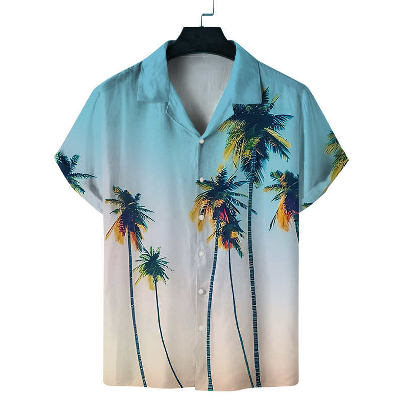 Camicia da uomo a maniche corte con collo cubano hawaiano con stampa digitale da uomo nuova primavera_voghion.com