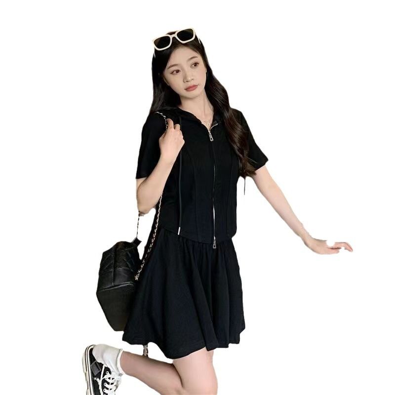Ensemble deux pièces pour femme, tenue d'été décontractée, grande taille, short ample et amincissant à jambes larges_voghion.com