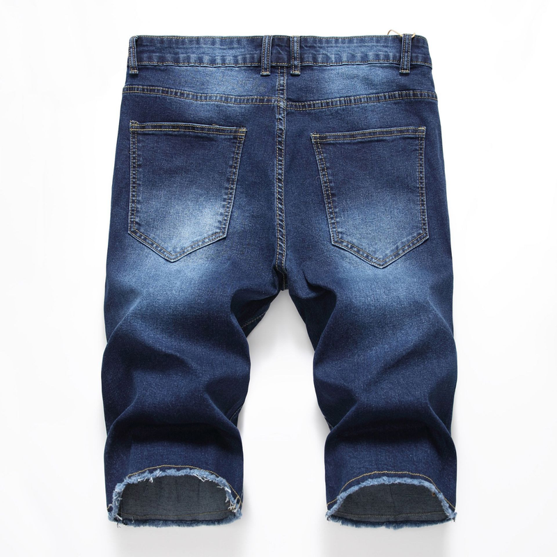 Pantaloncini di jeans con design strappato vintage, pantaloncini di jeans elasticizzati casual da uomo per l'estate_voghion.com